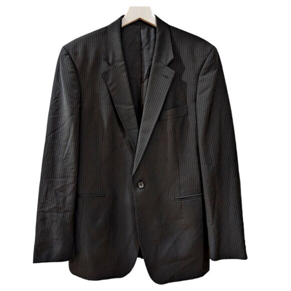 REISS Men's Black Pinstripe Wool & Mohair Blend Single Button Blazer Size 42 - Picture 1 of 8